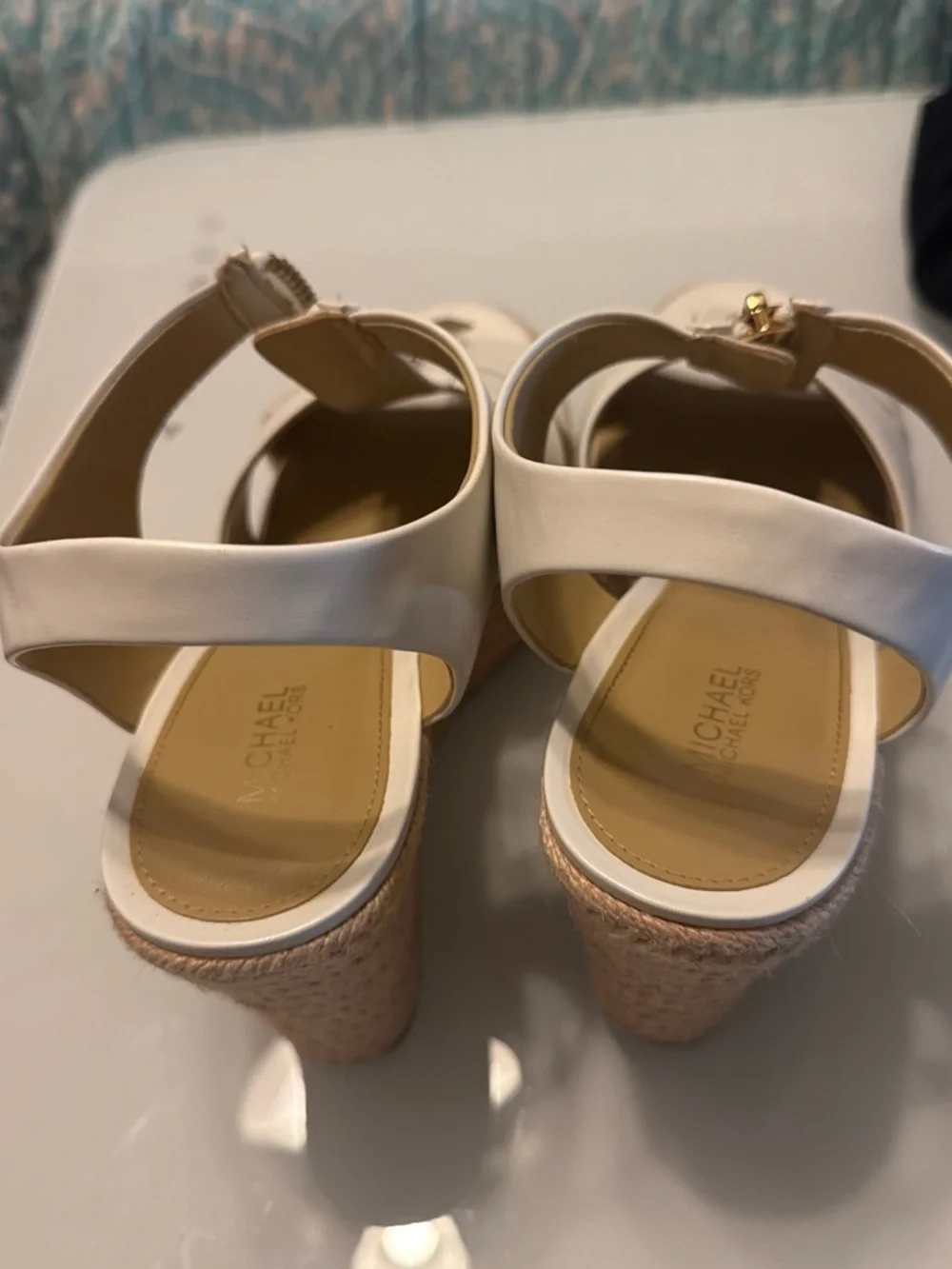 MICHAEL Michael Kors Cream Wedge Espadrille Sandals